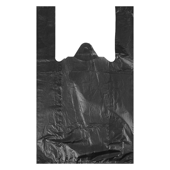 фото Пакет "чёрный", полиэтиленовый, майка, 25 х 45 см, 9 мкм артпласт