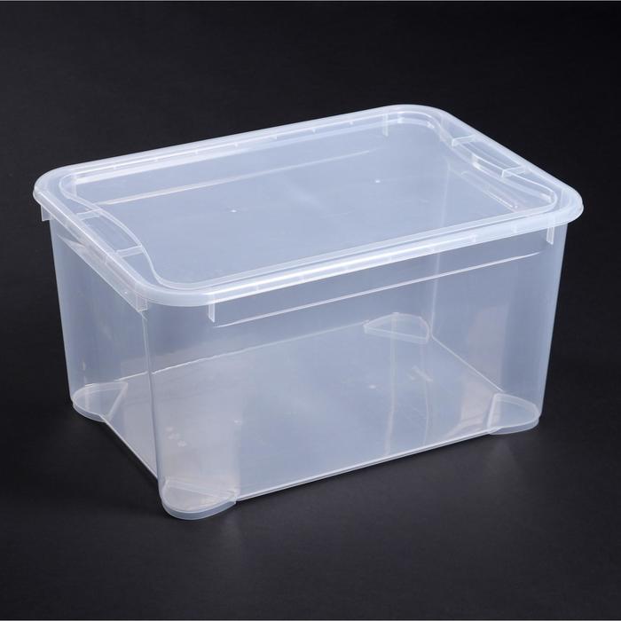 фото Ящик для хранения с крышкой «кристалл», 55×39×29 см, цвет прозрачный econova