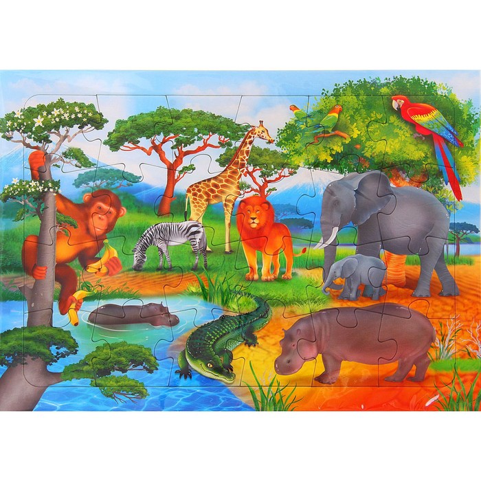 Пазл листовой «В Африке», на подложке, 24 элемента
Пазл листовой «В Африке», на подложке, 24 элемента