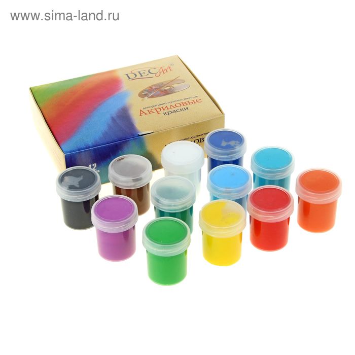 Краска акриловая, набор 12 цветов х 40 мл, DecArt
Краска акриловая, набор 12 цветов х 40 мл, DecArt