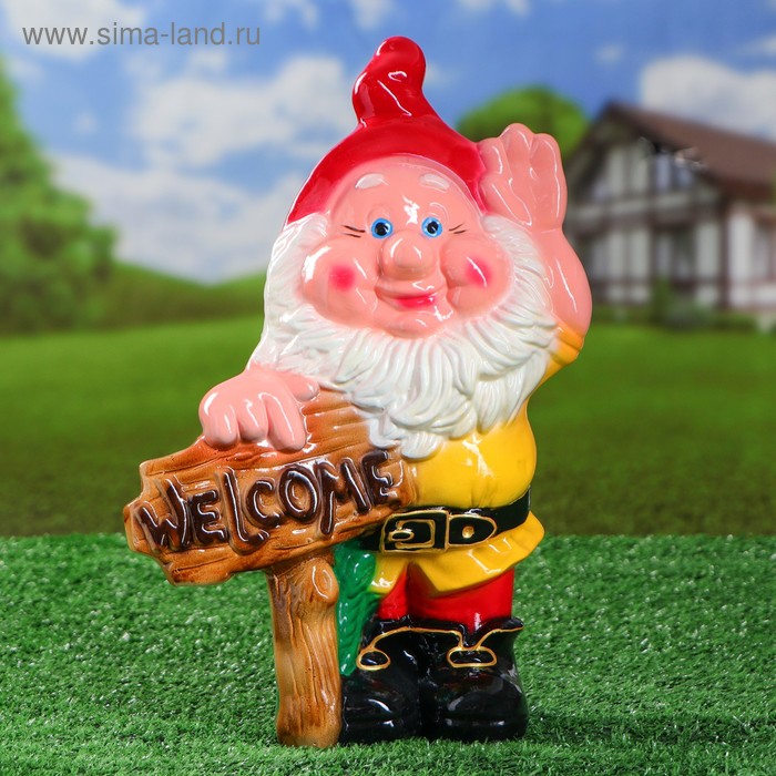 Садовая фигура "Гном Welcome", разноцветная, керамика, 35 см
Садовая фигура "Гном Welcome", разноцветная, керамика, 35 см