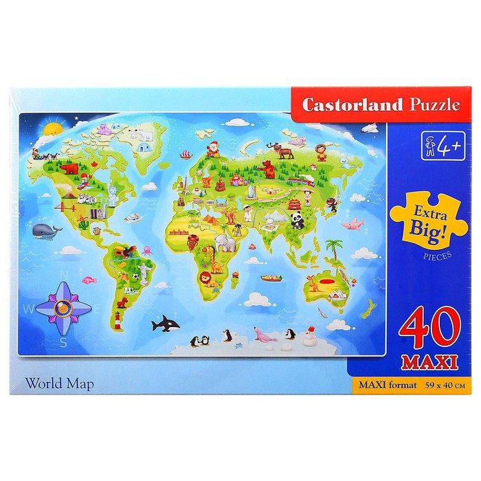 Макси-пазл «Карта мира», 40 элементов
Макси-пазл «Карта мира», 40 элементов