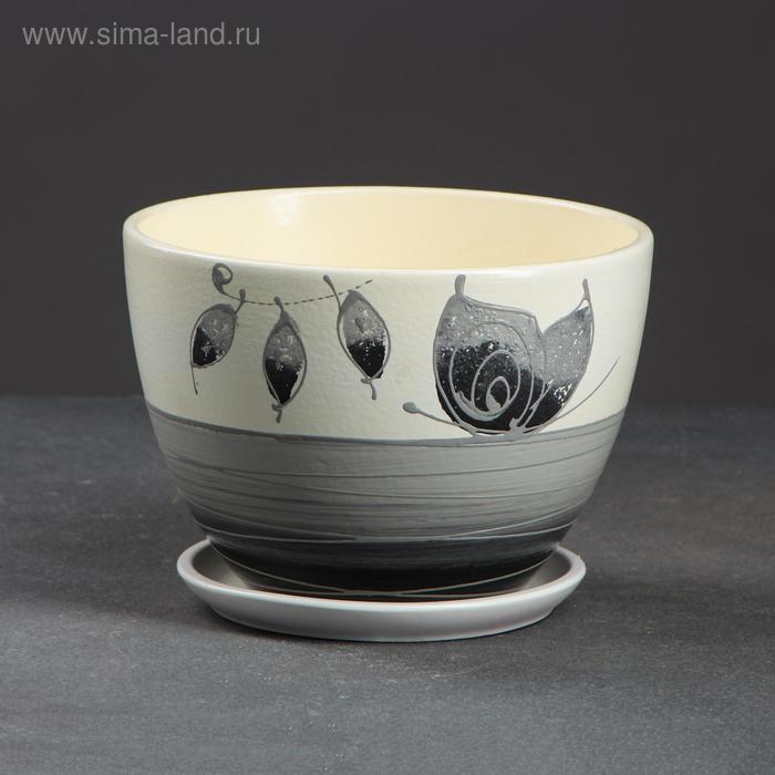 Кашпо "Фантазия" чёрно-белое, овальное 2 л 
Кашпо "Фантазия" чёрно-белое, овальное 2 л