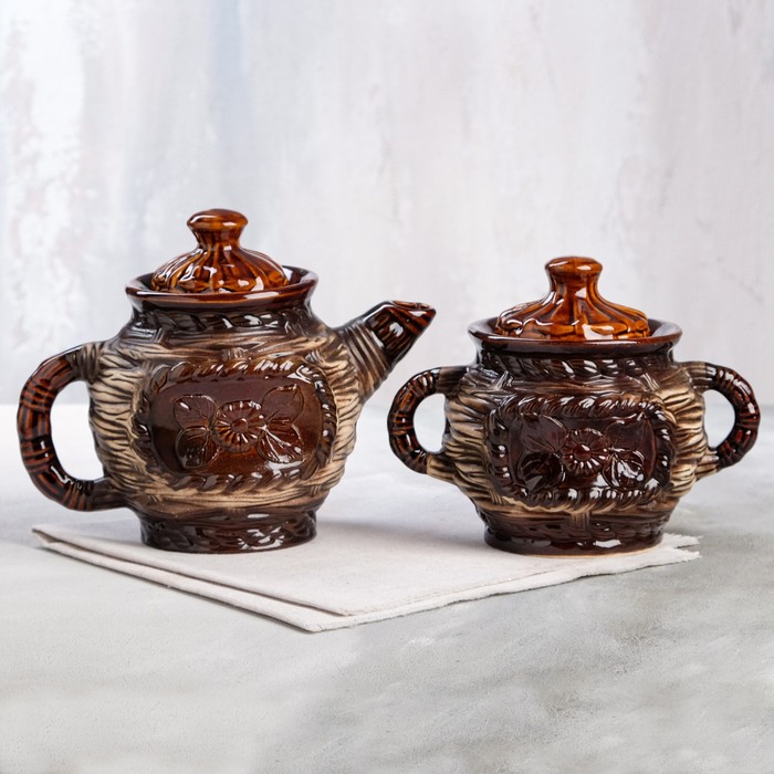 Чайный набор "Лоза", 2 предмета, чайник 1 л, сахарница 0.9 л, керамика
Чайный набор "Лоза", 2 предмета, чайник 1 л, сахарница 0.9 л, керамика