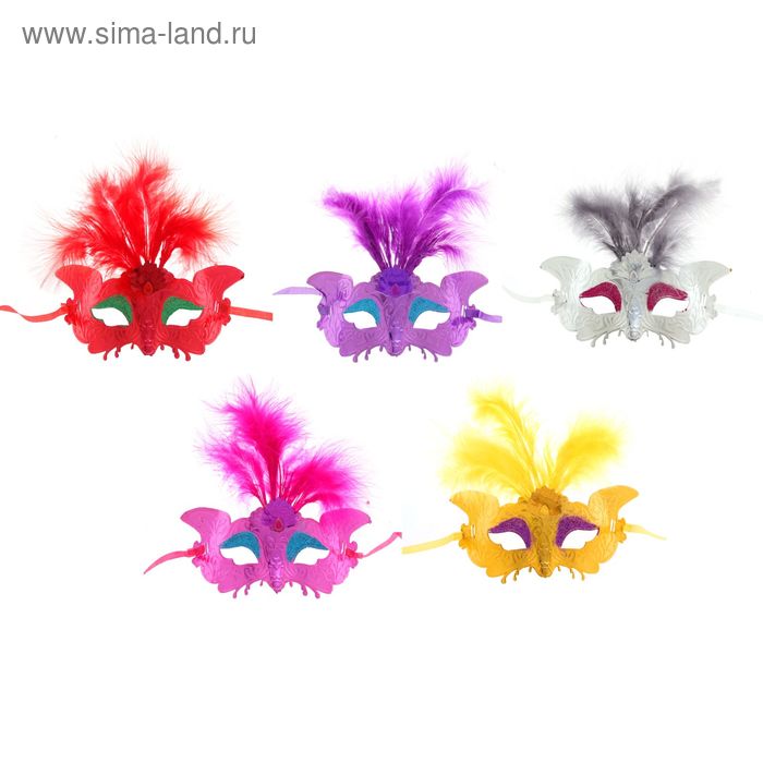 фото Карнавальная маска «экзотика», с перьями, цвета микс страна карнавалия