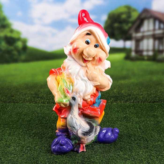 Садовая фигура "Гном с гусем", разноцветная, гипс, 48 см, микс
Садовая фигура "Гном с гусем", разноцветная, гипс, 48 см, микс