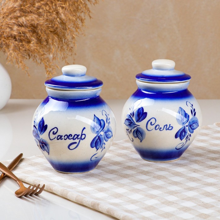 Набор для специй "Соль и Сахар", 2 предмета, роспись, бело-синий, керамика, 0.45 л 
Набор для специй "Соль и Сахар", 2 предмета, роспись, бело-синий, керамика, 0.45 л