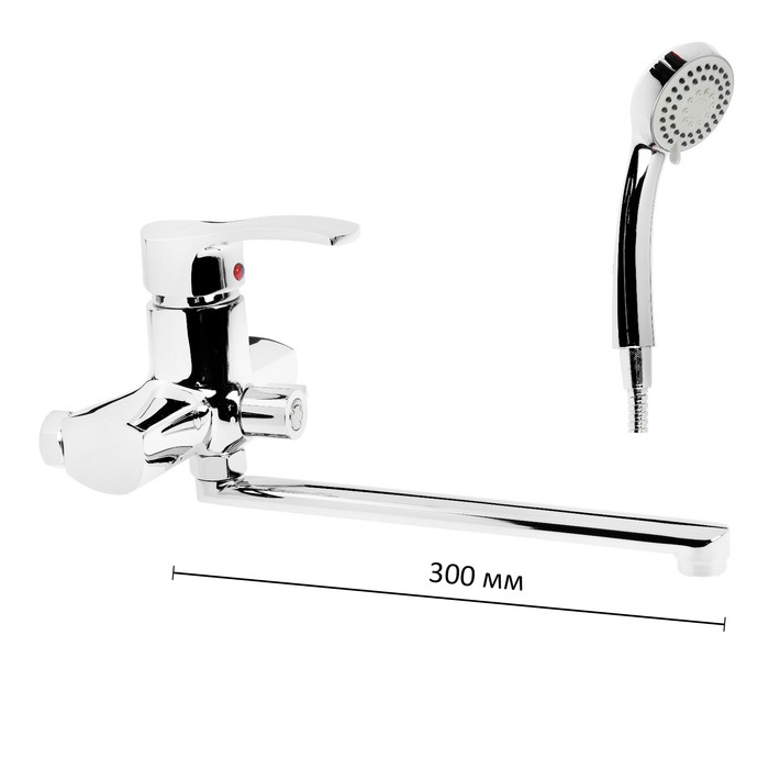Смеситель для ванны Accoona A7103, однорычажный, излив 300 мм, с душевым набором, хром
Смеситель для ванны Accoona A7103, однорычажный, излив 300 мм, с душевым набором, хром