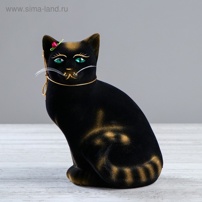 Копилка "Кошка Мурка", покрытие флок, чёрная, 22 см, микс