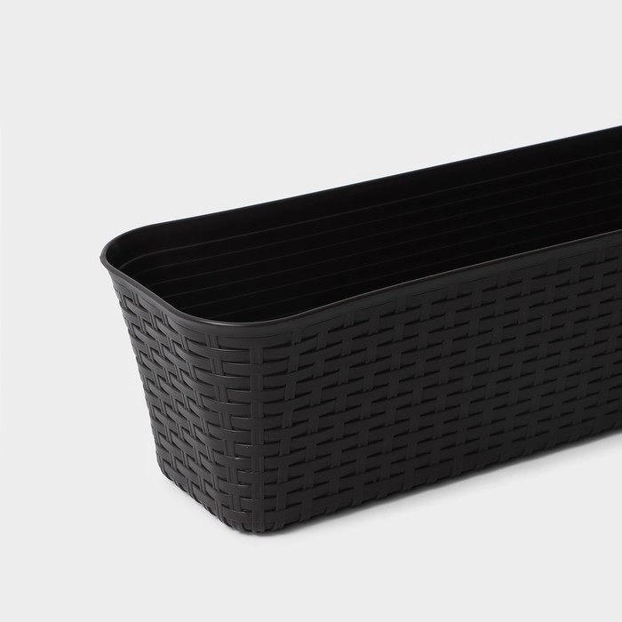 фото Ящик балконный «ротанг», 57,5 см, 12 л, цвет коричневый idea