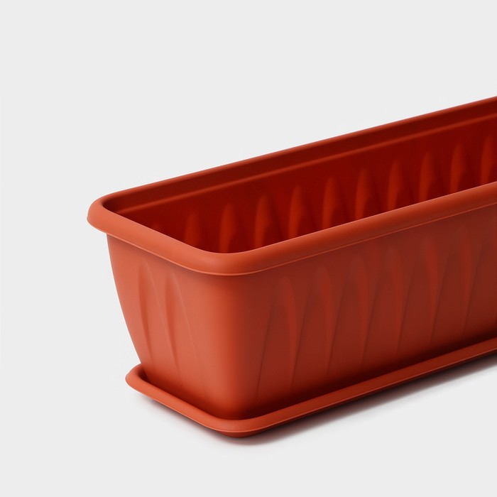 фото Ящик балконный «алиция», 60 см, с поддоном, цвет терракотовый idea