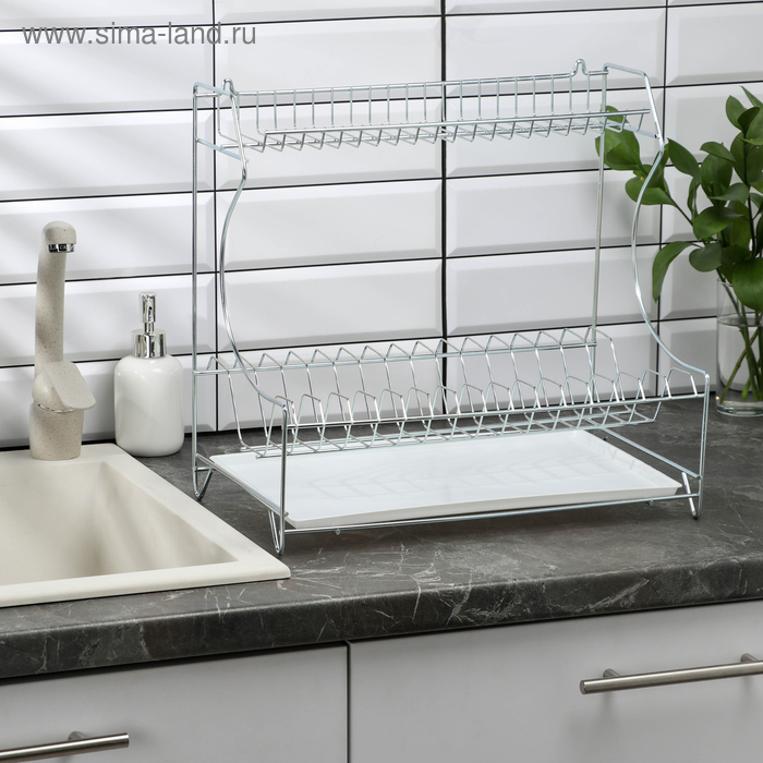 Сушилка для посуды с поддоном 2-х ярусная, настольно-настенная, 39,5×25×38 см, цинк, цвет серебристый
Сушилка для посуды с поддоном 2-х ярусная, настольно-настенная, 39,5×25×38 см, цинк, цвет серебристый