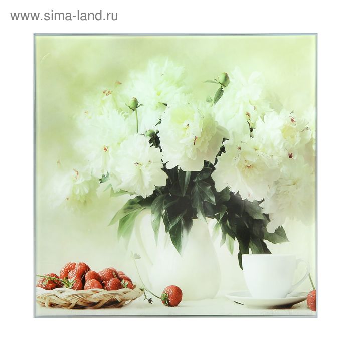 Картина на стекле "Белые пионы с клубникой" 30х30см
Картина на стекле "Белые пионы с клубникой" 30х30см