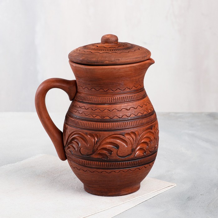 Кувшин с крышкой "Резной", декор, глазурь, красная глина, 1 л, микс
Кувшин с крышкой "Резной", декор, глазурь, красная глина, 1 л, микс