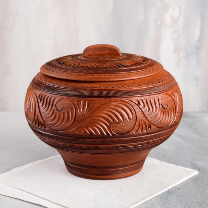 Горшок духовой с крышкой "Чугунок", декор, глазурь, красная глина, 4.7 л, микс
Горшок духовой с крышкой "Чугунок", декор, глазурь, красная глина, 4.7 л, микс