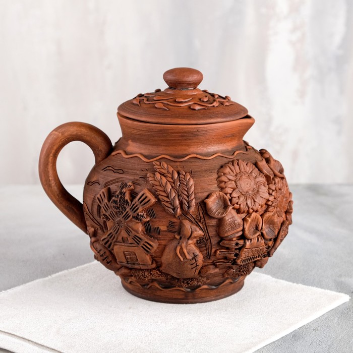 Кувшин с крышкой "Лепка", декор, красная глина, 1.8 л
Кувшин с крышкой "Лепка", декор, красная глина, 1.8 л