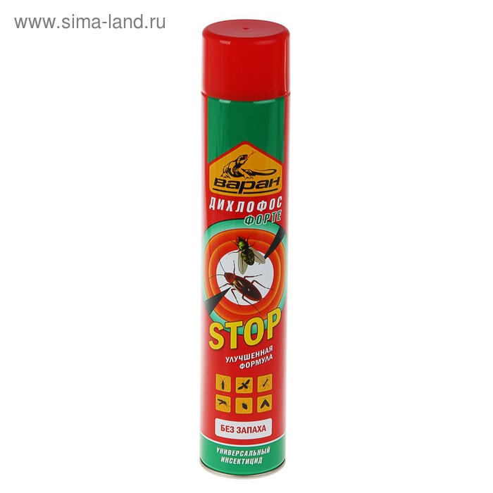 Дихлофос Варан Форте универсальный, зеленый, 680 мл
Дихлофос Варан Форте универсальный, зеленый, 680 мл