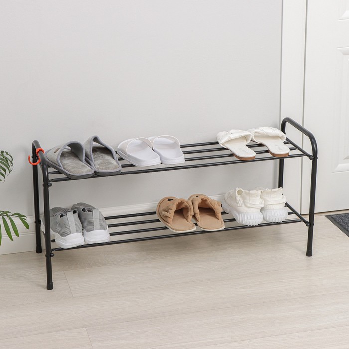 Подставка для обуви, 2 яруса, 87×30×45 см, цвет чёрный
Подставка для обуви, 2 яруса, 87×30×45 см, цвет чёрный