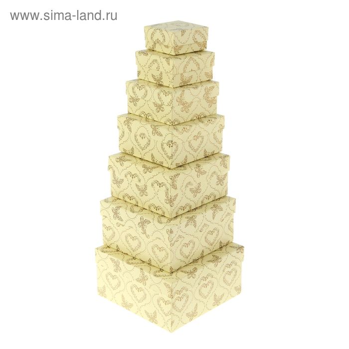 Набор коробок 7в1 "Золотые сердца и бабочки" 20 х 20 х 10 - 7 х 7 х 4 см
Набор коробок 7в1 "Золотые сердца и бабочки" 20 х 20 х 10 - 7 х 7 х 4 см