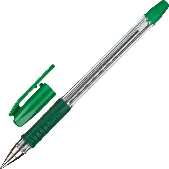 фото Ручка шариковая pilot bps-gp, резиновый упор, 0.7 мм, масляная основа, стержень зеленый bps-gp-f