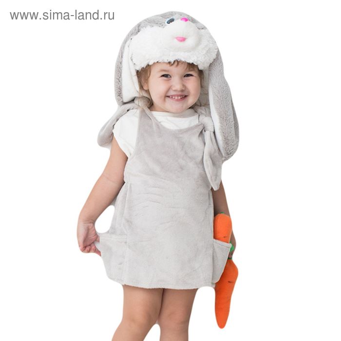 фото Детский карнавальный костюм «заюша», шапка, платье, мягконабивная морковка, 1-2 года, рост 92 см бока