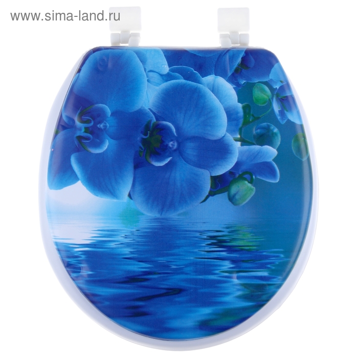 фото Сиденье для унитаза с крышкой «синяя орхидея», мягкое