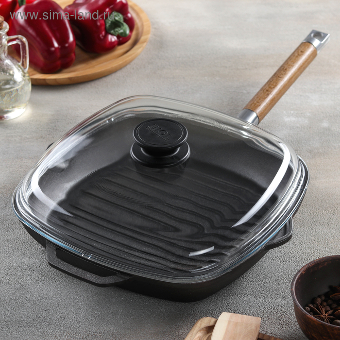 Сковорода-гриль 26х26 см, съёмная ручка и стеклянной крышкой
Сковорода-гриль 26х26 см, съёмная ручка и стеклянной крышкой