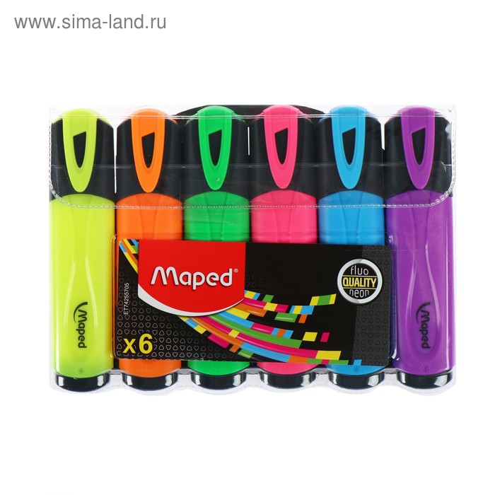 Набор маркеров текстовыделителей 6 цветов 5.0 мм, Maped Fluo Peps Classic
Набор маркеров текстовыделителей 6 цветов 5.0 мм, Maped Fluo Peps Classic