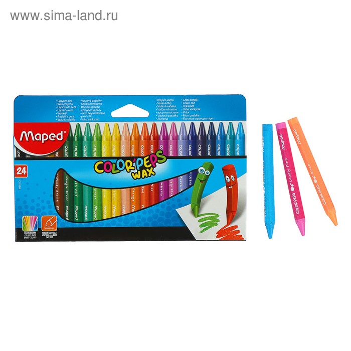 Мелки восковые 24 цвета, Maped Color Peps Wax 
Мелки восковые 24 цвета, Maped Color Peps Wax
