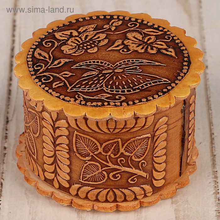 Шкатулка «Бабочка», без окантовки, 4×2,5 см, береста
Шкатулка «Бабочка», без окантовки, 4×2,5 см, береста