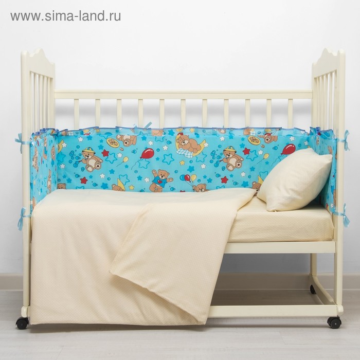 Бортик с рюшей "Медвежата", 4 части (2 части: 30х60 см, 2 части: 30х120 см), цвет голубой (арт. 552) 
Бортик с рюшей "Медвежата", 4 части (2 части: 30х60 см, 2 части: 30х120 см), цвет голубой (арт. 552)