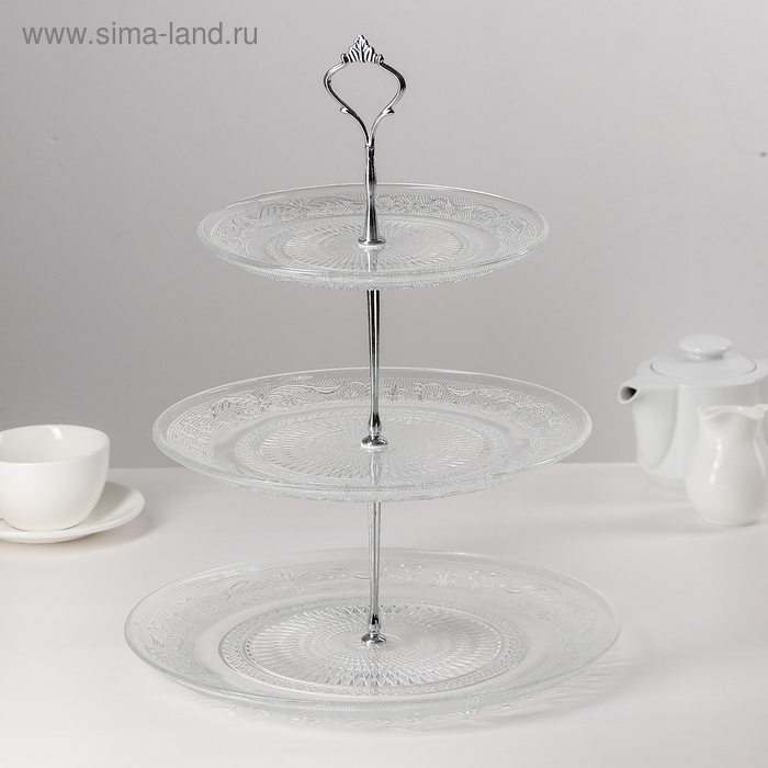 Фруктовница стеклянная трёхъярусная круглая «Восток», d=20/25/29 см
Фруктовница стеклянная трёхъярусная круглая «Восток», d=20/25/29 см