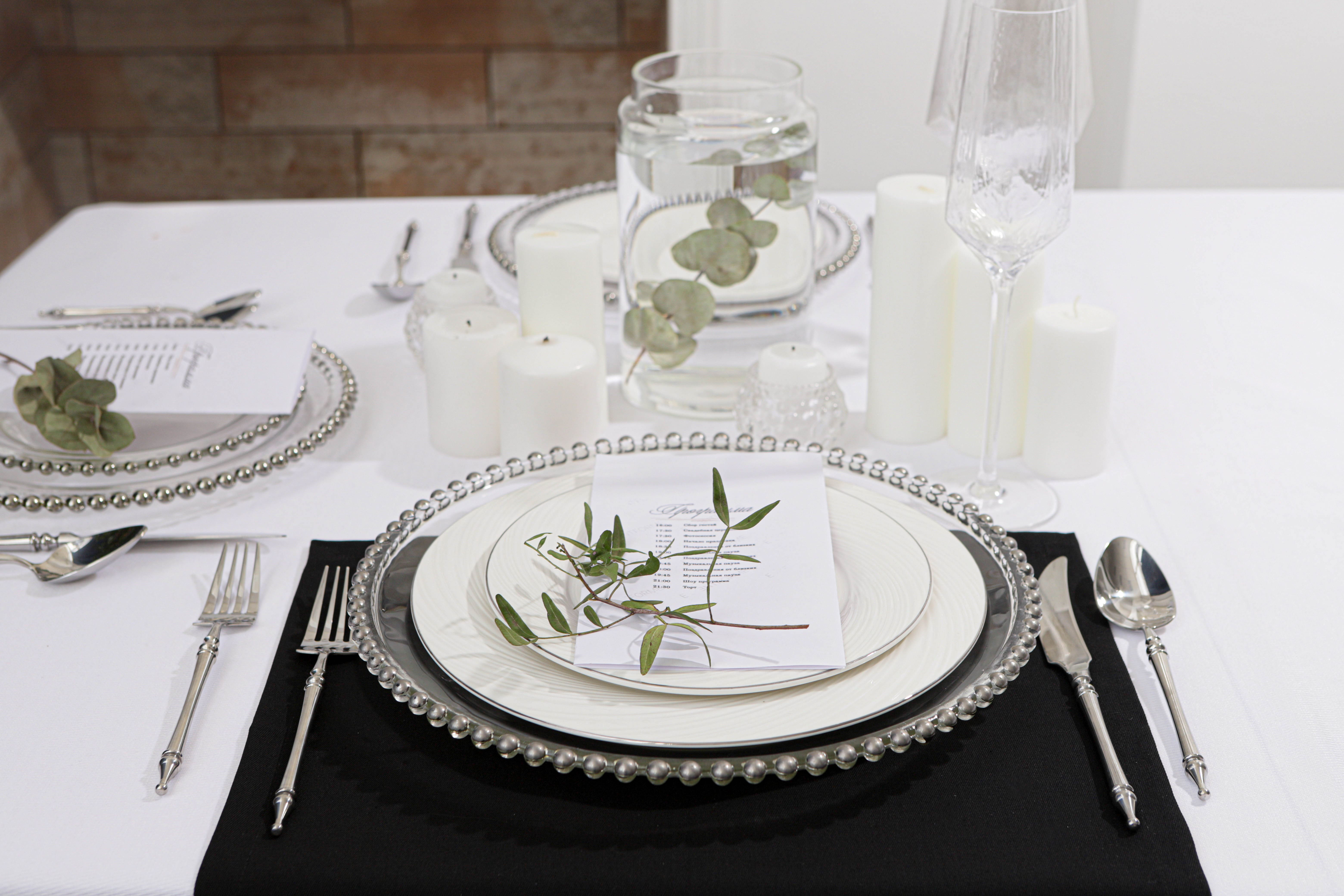 Сервировка с растениями