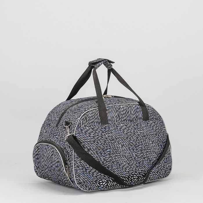 Сумка спортивная на молнии "Линии", 1 отдел, 2 наружных кармана, длинный ремень, цвет чёрный/белый