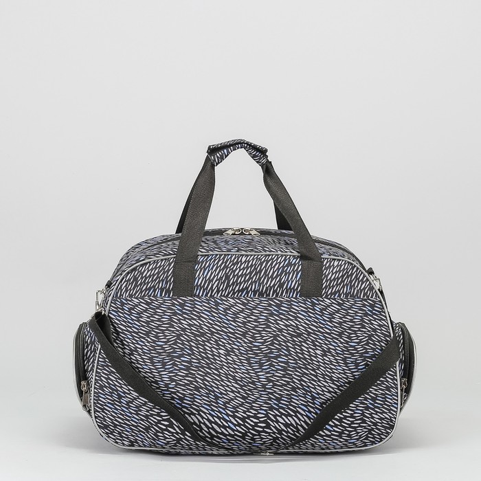 Сумка спортивная на молнии "Линии", 1 отдел, 2 наружных кармана, длинный ремень, цвет чёрный/белый