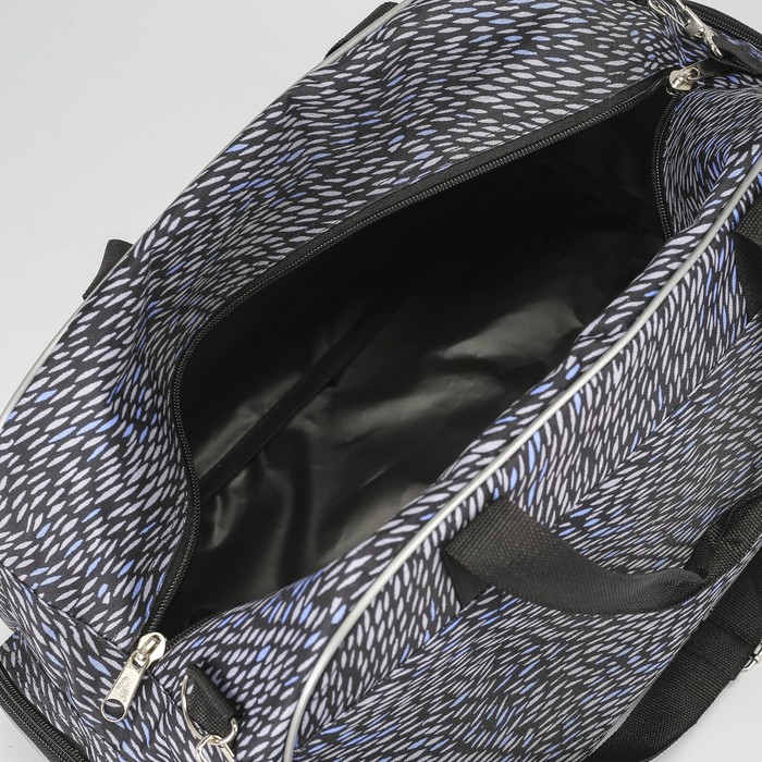 Сумка спортивная на молнии "Линии", 1 отдел, 2 наружных кармана, длинный ремень, цвет чёрный/белый