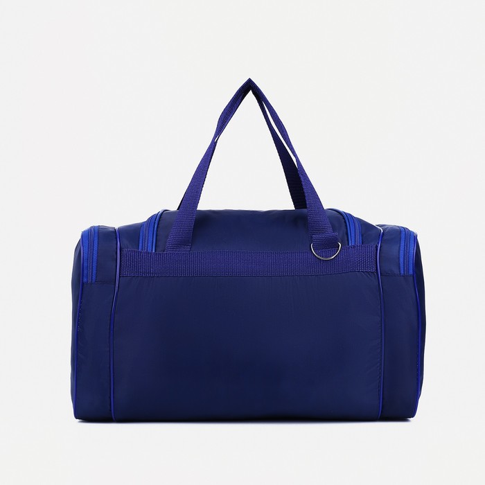 Сумка спортивная на молнии, 1 отдел, 2 наружных кармана, длинный ремень, цвет синий