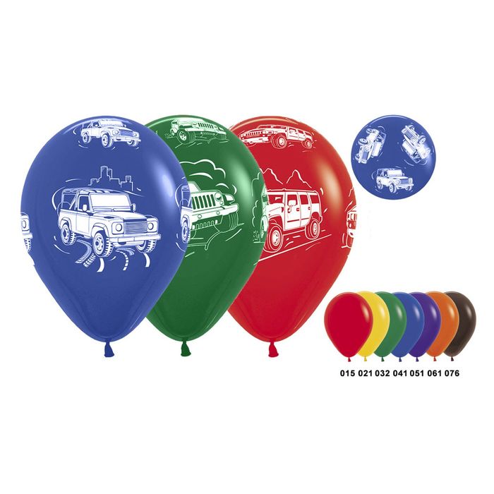Шары латексные 12" "Внедорожник", 5-сторонний рисунок, пастель, набор 50 шт., цвета МИКС