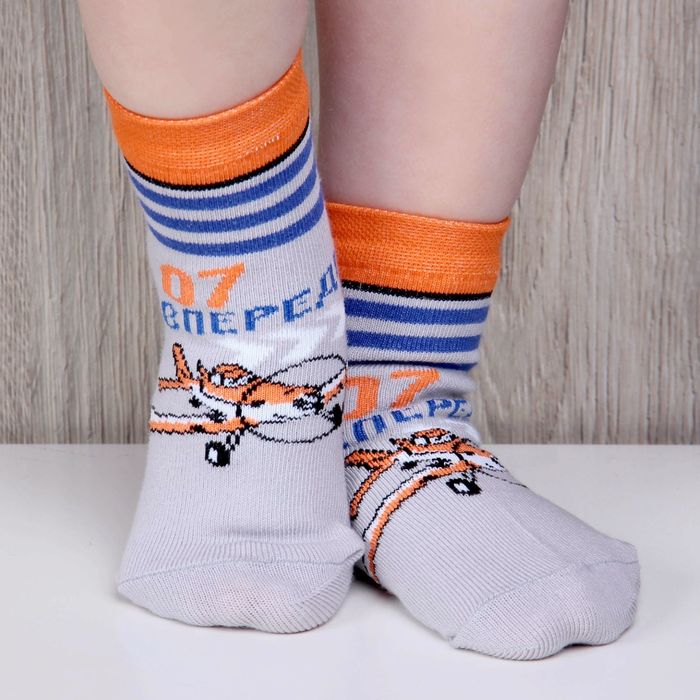 Носки детские "Самолеты: Вперед!" 18-20 см, 7-9 лет, 80% хл.,17% п/а, 3% эл.