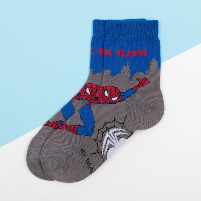 Носки детские "Человек Паук: Ночной город" 18-20 см, 7-9 лет, 80% хл.,17% п/а, 3% эл.