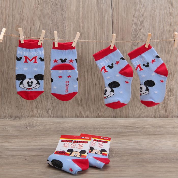 Носки детские "Микки Маус", 12-14 см, 1-2 года, 80% хлопок, 17% полиамид, 3% эластан