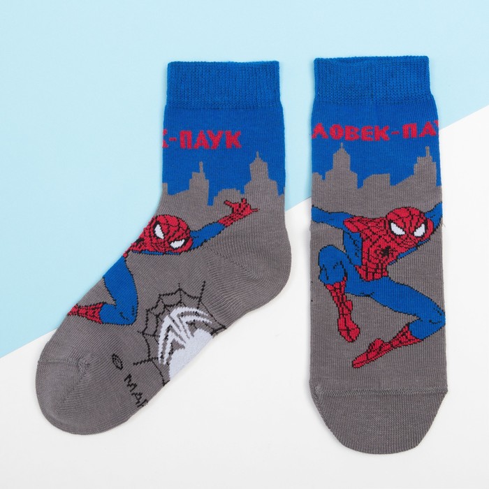 Носки детские "Человек Паук: Ночной город" 20-22 см, 10-12 лет, 80% хл.,17% п/а, 3% эл.