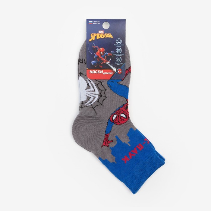 Носки детские "Человек Паук: Ночной город" 20-22 см, 10-12 лет, 80% хл.,17% п/а, 3% эл.