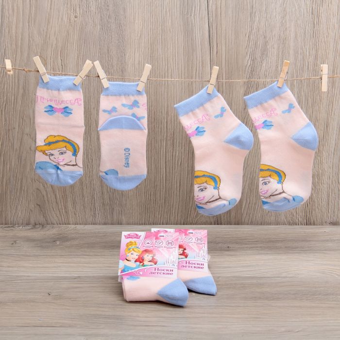 Носки детские "Принцессы: Золушка" 18-20 см, 7-9 лет, 80% хл.,17% п/а, 3% эл.