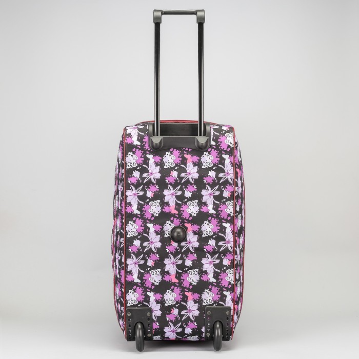 Сумка дорожная на колёсах "Цветы", 1 отдел с расширением, наружный карман, цвет красный