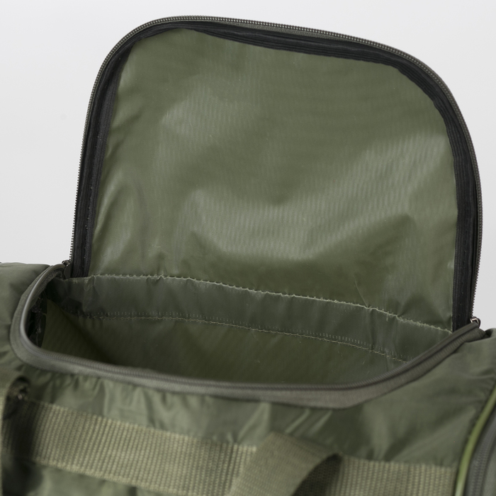 Сумка спортивная на молнии, 1 отдел, 2 наружных кармана, длинный ремень, цвет зелёный