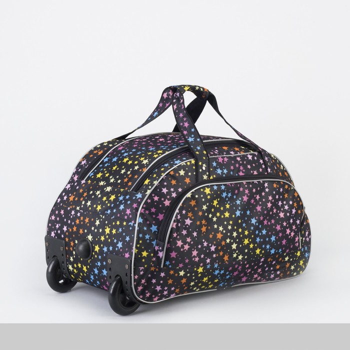 Сумка дорожная на колёсах "Звёзды", 1 отдел, 1 наружный карман, цвет серый