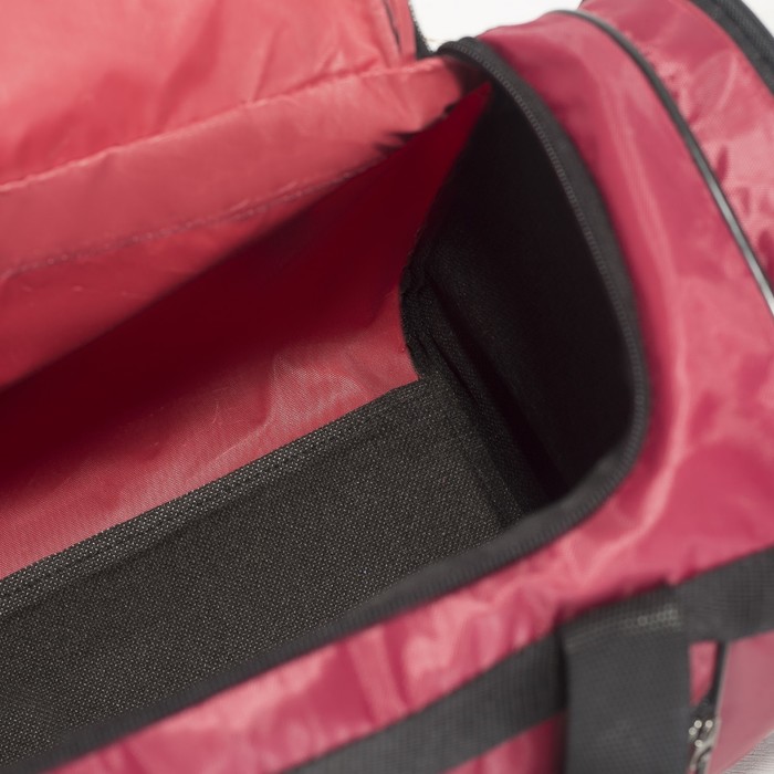 Сумка спортивная на молнии, 1 отдел, 2 наружных кармана, длинный ремень, цвет бордовый