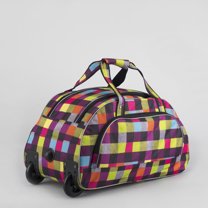 Сумка дорожная на колёсах "Абстракция", 1 отдел, 1 наружный карман, жёлтый/розовый