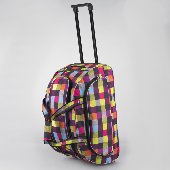 Сумка дорожная на колёсах "Абстракция", 1 отдел, 1 наружный карман, жёлтый/розовый